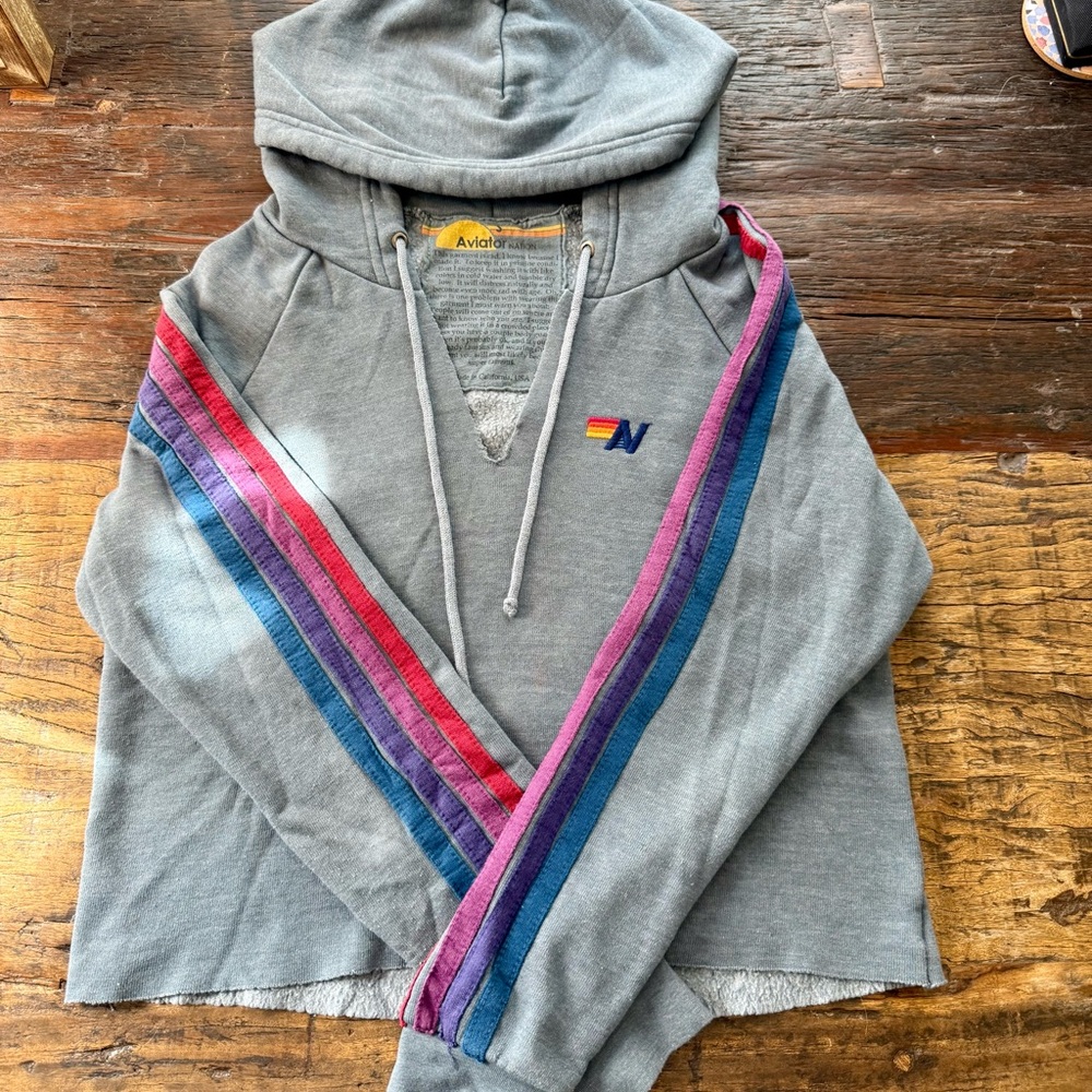 Aviator Nation cropped four-stripe hoodie - women’s small